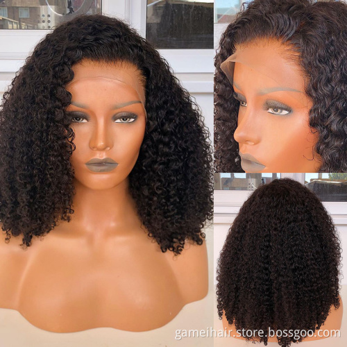 Wholesale Cheap Afro Kinky Curly Human Hair Hd Full Lace Wig Raw Indian Virgin Human Hair Transparent Full 360 Lace Wig